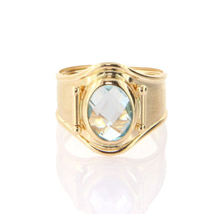 Anello Donna in Oro Giallo con Topazio Azzurro
