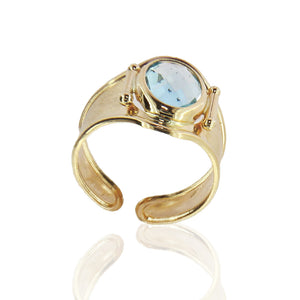 Anello Donna in Oro Giallo con Topazio Azzurro