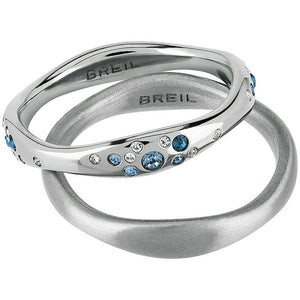 Anello Doppio Donna Acciaio Illusion con Cristalli Blu Misura 12 Breil