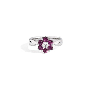 Anello Fantasia con Rubini e Diamanti Oro Bianco Bouquet Recarlo  