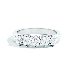 Anello Fedina 5 Pietre Diamanti in Oro Bianco Sofia Recarlo