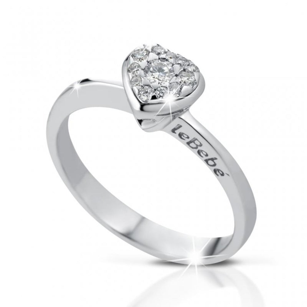 Anello Femminuccia Gli Amori Oro Bianco con Cuore di Diamanti Le Bebè