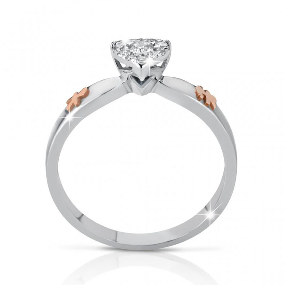 Anello Femminuccia e Maschietto Gli Amori Oro Bianco con Cuore di Diamanti Le Bebè