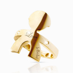 Anello Maschietto Abbracci Oro Giallo con Diamanti LBB121-N - Le Bebè 