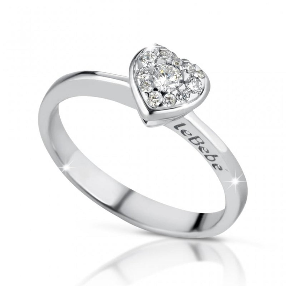 Anello Maschietto Gli Amori Oro Bianco con Cuore di Diamanti Le Bebè
