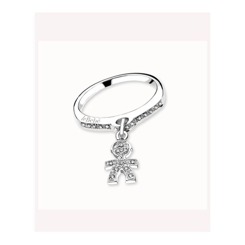 Anello Maschietto con Ciondolo Pavè di Diamanti LBB038 - Le Bebè 