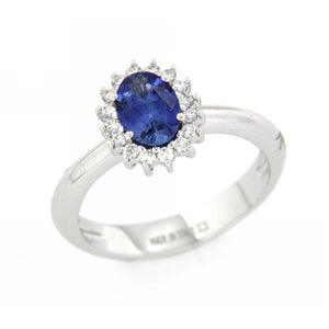 Anello Oro Bianco con Diamanti e Zaffiro Gemma Recarlo