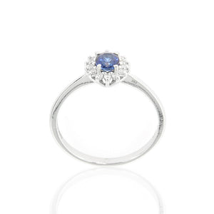 Anello Rosetta con Zaffiro in Oro Bianco e Diamanti Davite & Delucchi