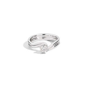 Anello Solitario Doppio Filo Oro Bianco Isabella Recarlo 