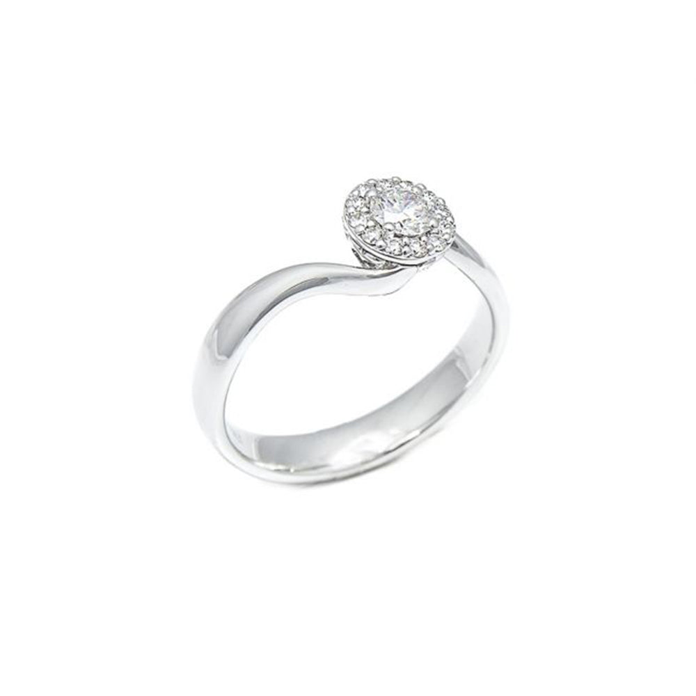 Anello Solitario Pav di Brillanti Oro Bianco Anniversary Recarlo