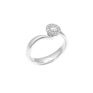 Anello Solitario Pavè di Brillanti Oro Bianco Anniversary Recarlo