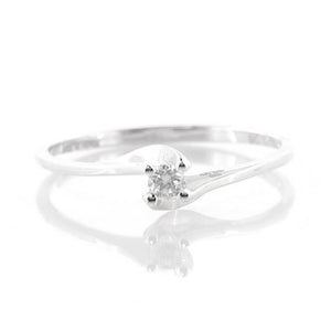 Anello Solitario in Oro Bianco con Diamanti Davite & Delucchi
