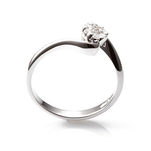 Anello Solitario in Oro Bianco e Diamanti Davite & Delucchi
