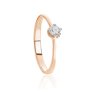 Anello Solitario in Oro Rosa con Diamante Artlinea