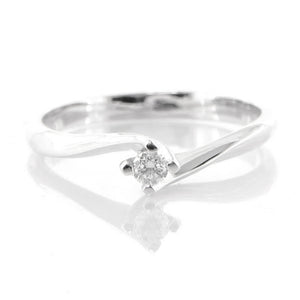 Anello Solitario in Oro Bianco con Diamanti