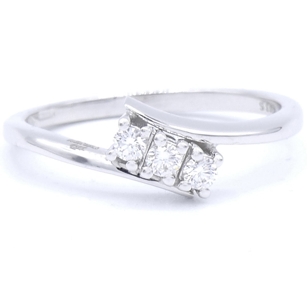 Anello Trilogy Oro Bianco con Diamanti Davite Delucchi