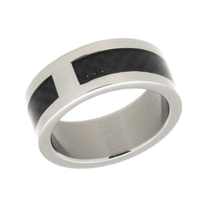 Anello Uomo Acciaio e Carbonio Misura 24 Zoppini   