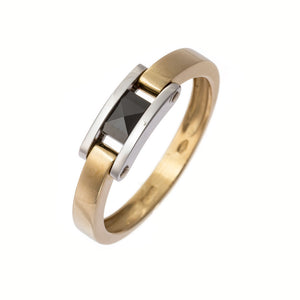 Anello Uomo Oro Giallo e Bianco con Onice