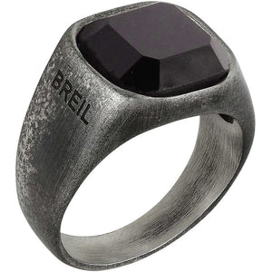 Anello Uomo Over Acciaio Invecchiato Quarzo Nero Misura 25 Breil