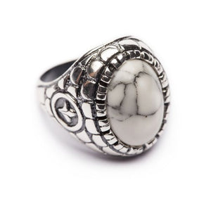 Anello Uomo Squama Cabochon Bianco Striato Portonovo