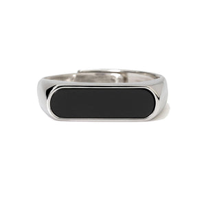 Anello Uomo Think Black in Argento Agata Nera Gioielli