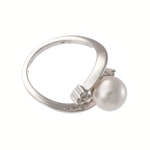 Anello con Perla e Diamanti Oro Bianco AAP000106 - Davite & Delucchi   