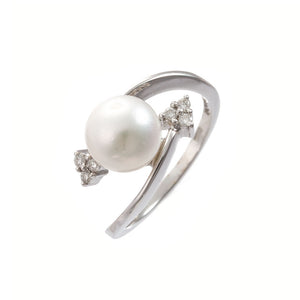 Anello con Perla e Diamanti Oro Bianco AAP000106 - Davite & Delucchi   