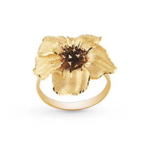 Anello in Oro Giallo Fiore Cioccolato Spring Artlinea