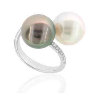 Anello Donna con Doppia Perla South Sea & Tahiti AE221BAT - Genesia