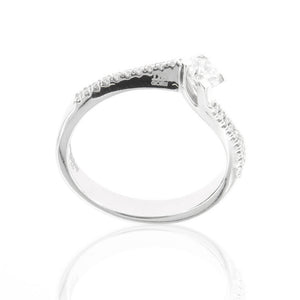 Anello Solitario Oro Bianco con Diamanti Davite & Delucchi