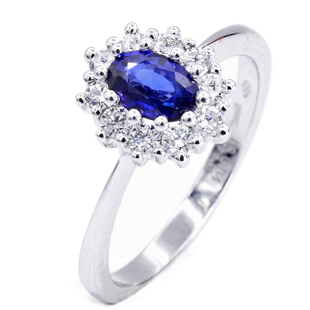 Anello Rosetta con Zaffiro Oro Bianco con Diamanti Davite & Delucchi - AA028998ZF