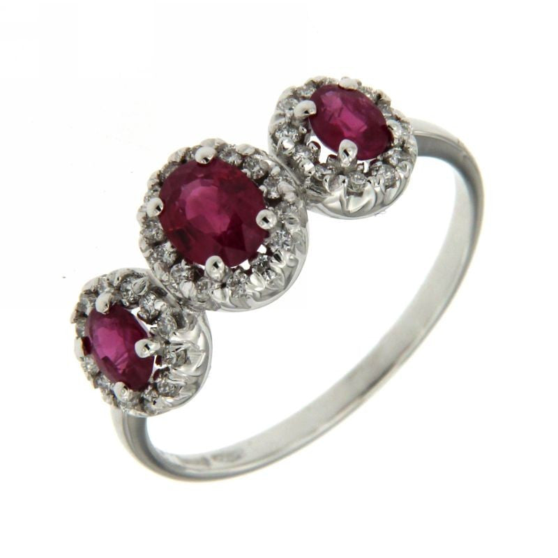 Anello Trilogy con Rubini e Diamanti - XE205/BRU2 Recarlo