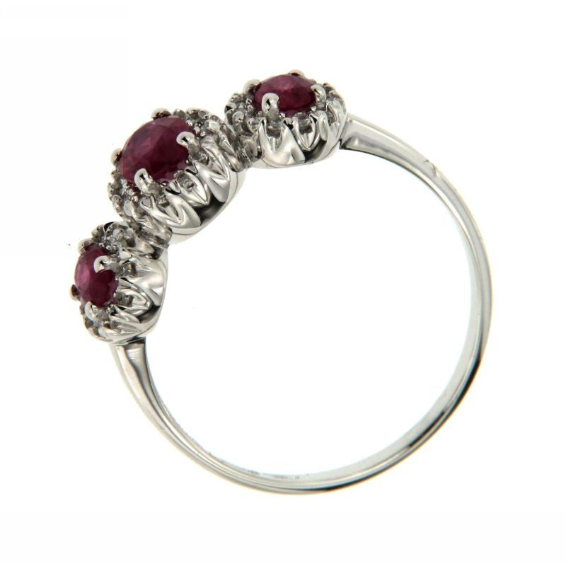 Anello Trilogy con Rubini e Diamanti XE205 BRU2 Recarlo Gioielleria Amadori
