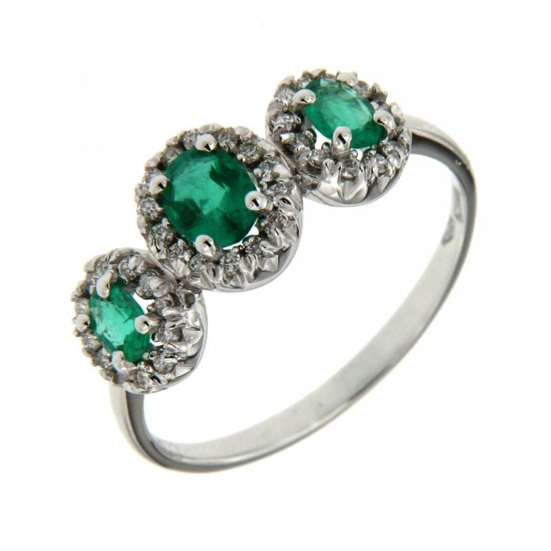 Anello Trilogy con Smeraldi e Diamanti XE205/BSM2 Recarlo