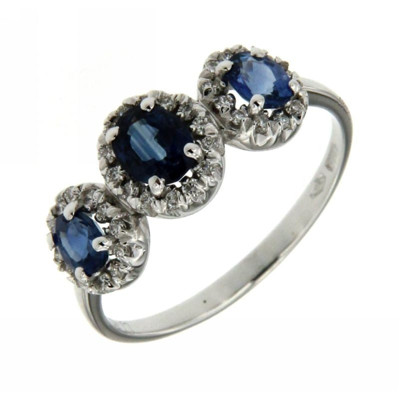 Anello Trilogy con Zaffiri e Diamanti - XE205/BZF1 Recarlo