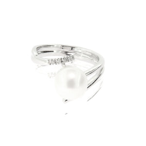 Anello con Perla e Diamanti Oro Bianco AA027854 13 - Davite & Delucchi
