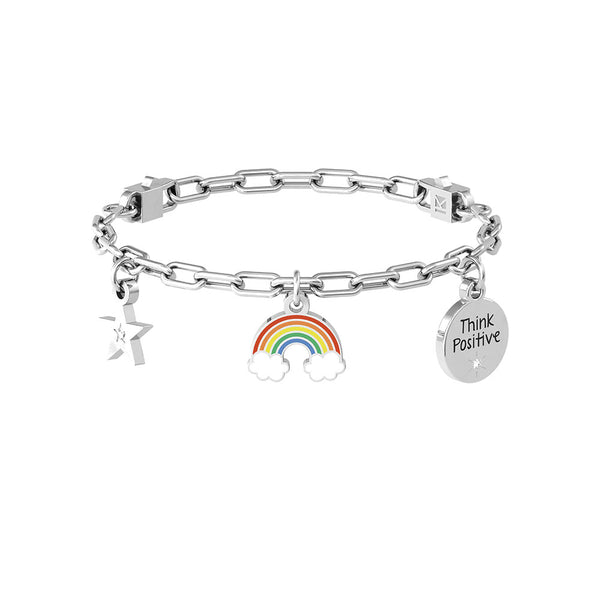 Bracciale Elastico Con Palline Rotonde Arcobaleno - Agata / Vene - Circa 7,5 Cm (yuteng)