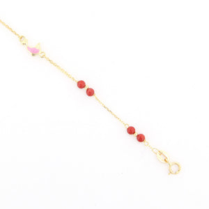 Bracciale Bambina Battesimo Delfino Smaltato in Oro con Corallo