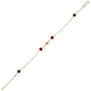 Bracciale Bambina Battesimo Oro Cuore e Corallo