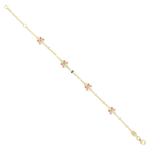 Bracciale Bambina Battesimo in Oro Giallo con Farfalle Smaltate