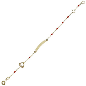 Bracciale Bambina Targhetta Oro Giallo Smalto Rosso