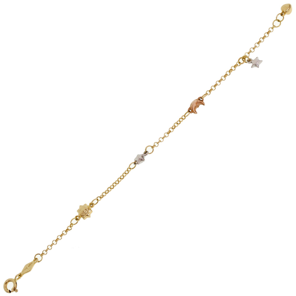 Bracciale Bambina Tre Colori Stelle Sole e Luna
