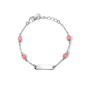 Bracciale Bambina in Argento con Corallo e Targhetta Mabina Gioielli