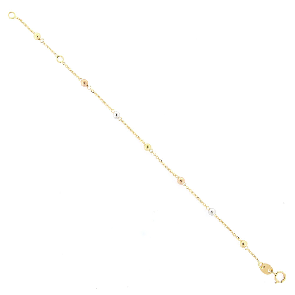 Bracciale Bambina Battesimo in Oro con Palline Lucide 3 Colori