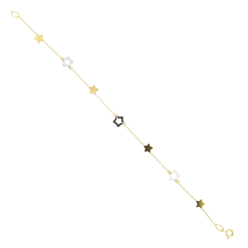 Bracciale Bambina in Oro con Stelle 2 Colori
