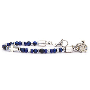 Bracciale Bambini Croce Occhio di Tigre Blu Ematite Misura S Portonovo Kids