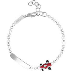 Bracciale Bambino Automobile da corsa con Targhetta in Argento Mabina Gioielli