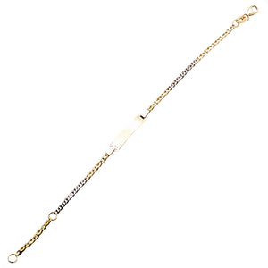 Bracciale Bambino Battesimo in Oro Bianco e Giallo con Targhetta