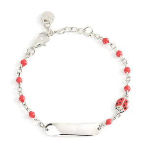 Bracciale Bambino Coccinella con Targhetta in Argento Mabina Gioielli