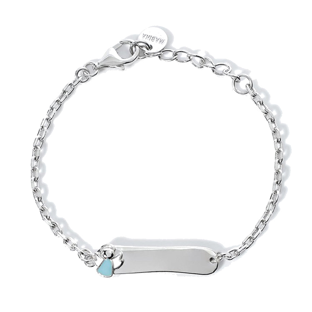 Bracciale Per Neonato E Bambino Angelo II Con Zirconi E Argento 925 - Lunghezza Regolabile 11-16 Cm, Con Custodia Regalo